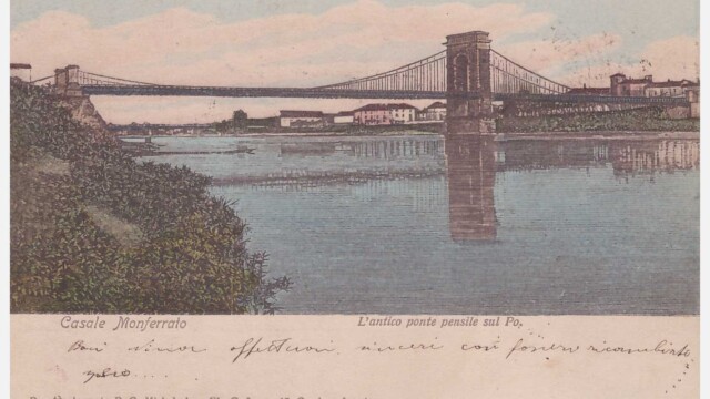 L'antico ponte pensile sul Po- 1909